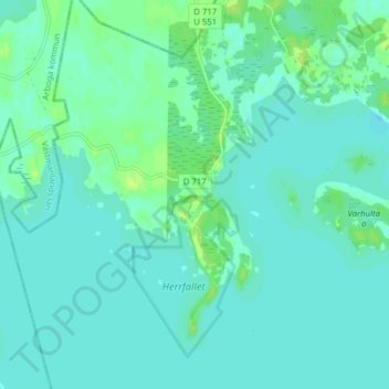 Topografisk kort Herrfallet, højde, terræn