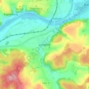 Topografisk kort Lengfeld, højde, terræn