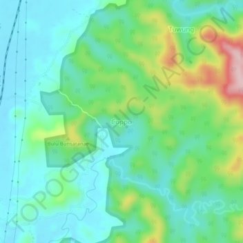 Topografisk kort Coppo, højde, terræn