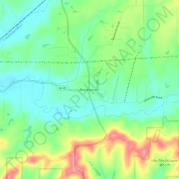 Topografisk kort Beanblossom, højde, terræn