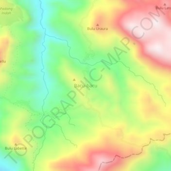 Topografisk kort Bacu-bacu, højde, terræn