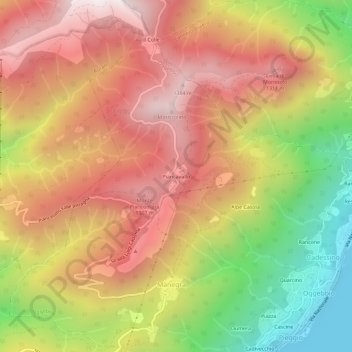 Topografisk kort Piancavallo, højde, terræn