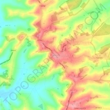Topografisk kort Pozzuolo, højde, terræn