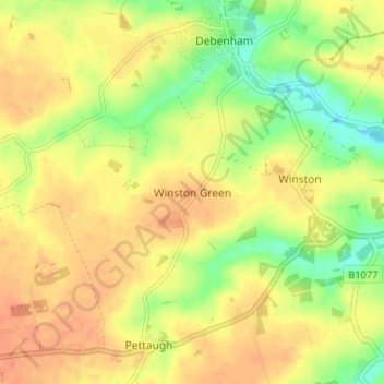 Topografisk kort Winston Green, højde, terræn