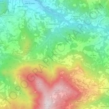 Topografisk kort Tovazza, højde, terræn