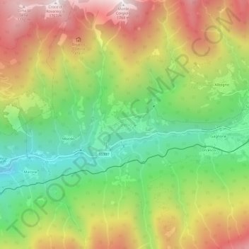 Topografisk kort Coimo, højde, terræn