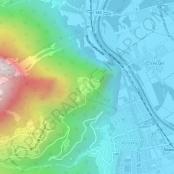 Topografisk kort Chavalon, højde, terræn