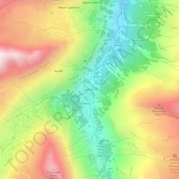 Topografisk kort Le Pont, højde, terræn