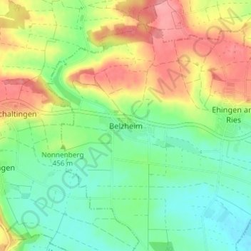 Topografisk kort Belzheim, højde, terræn