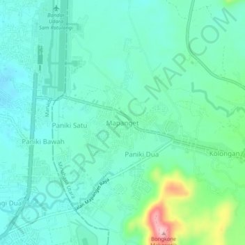 Topografisk kort Mapanget, højde, terræn