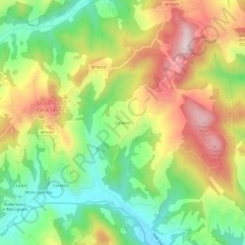Topografisk kort Ciciliano, højde, terræn