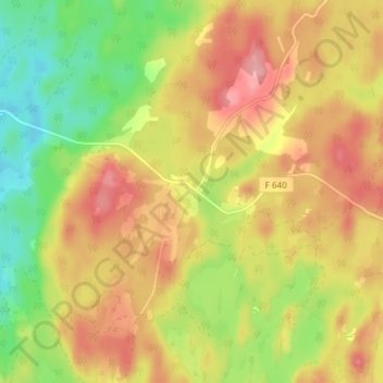 Topografisk kort Valdshult, højde, terræn