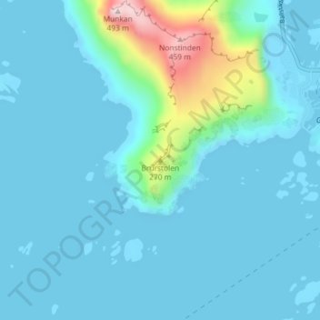 Topografisk kort Brurstolen, højde, terræn