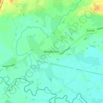 Topografisk kort Maesbrook, højde, terræn