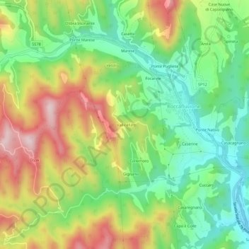 Topografisk kort Vallicella, højde, terræn