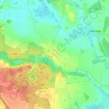 Topografisk kort Ugledige, højde, terræn