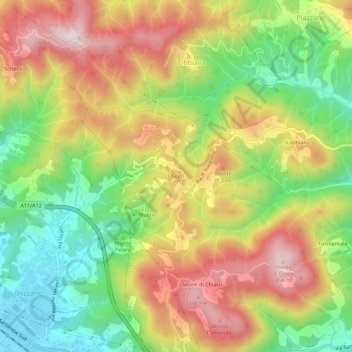 Topografisk kort Chiatri, højde, terræn