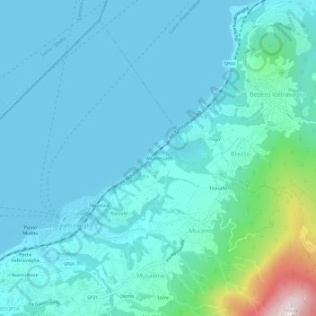Topografisk kort Montesole, højde, terræn