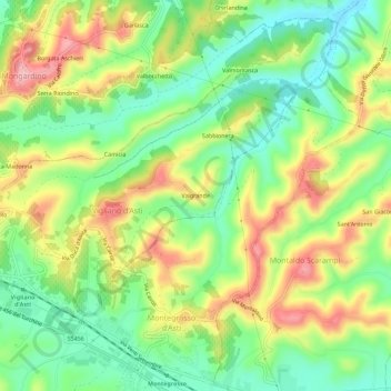 Topografisk kort Valgrande, højde, terræn