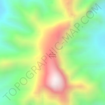 Topografisk kort Gunung Bondang, højde, terræn