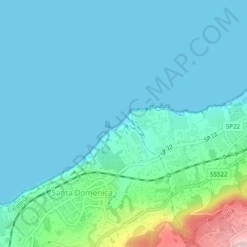 Topografisk kort Riaci, højde, terræn