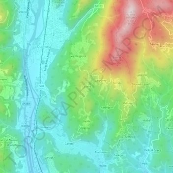 Topografisk kort Lovario, højde, terræn