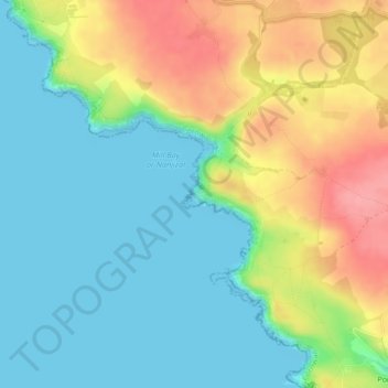 Topografisk kort Carn Lês Boel, højde, terræn