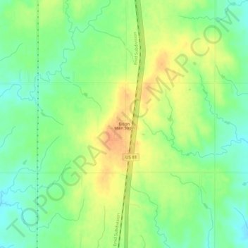 Topografisk kort Bison, højde, terræn