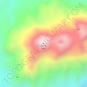Topografisk kort Mount Wurlali, højde, terræn