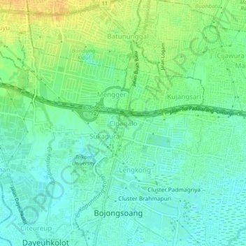 Topografisk kort Cipagalo, højde, terræn