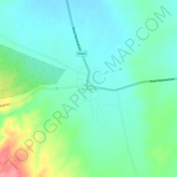 Topografisk kort Las Cañas, højde, terræn