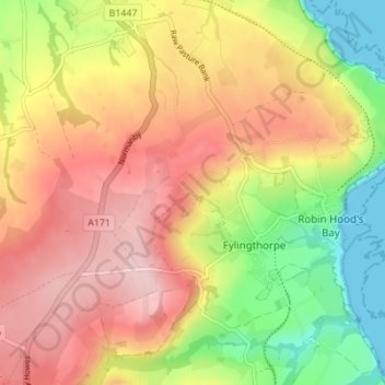 Topografisk kort Raw, højde, terræn