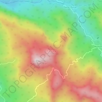 Topografisk kort Baruka, højde, terræn