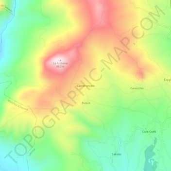 Topografisk kort Castelromano, højde, terræn