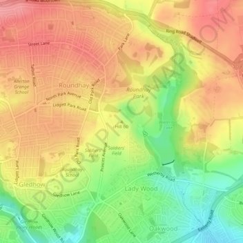 Topografisk kort Hill 60, højde, terræn