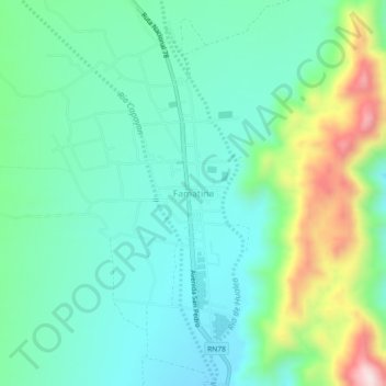 Topografisk kort Famatina, højde, terræn