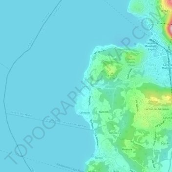 Topografisk kort Cerro, højde, terræn