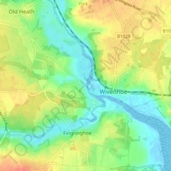 Topografisk kort Rowhedge, højde, terræn