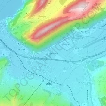 Topografisk kort Schwibogen, højde, terræn