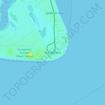 Topografisk kort Dungeness, højde, terræn