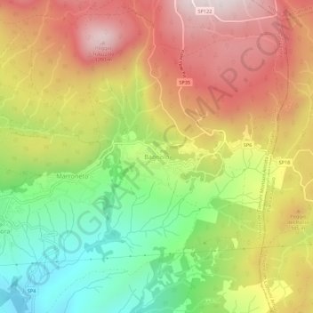 Topografisk kort Bagnolo, højde, terræn