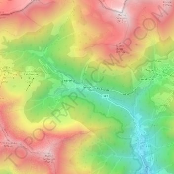 Topografisk kort Sponda, højde, terræn