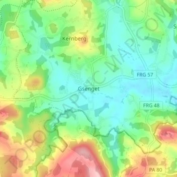 Topografisk kort Gsenget, højde, terræn