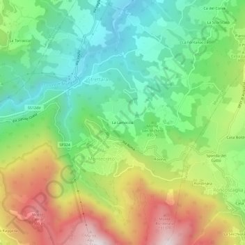 Topografisk kort La Lamaccia, højde, terræn