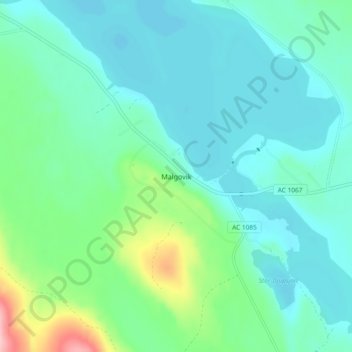 Topografisk kort Malgovik, højde, terræn