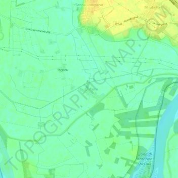 Topografisk kort Guzzafame, højde, terræn