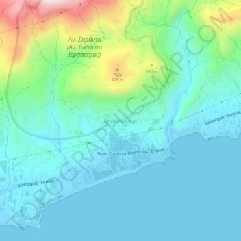 Topografisk kort Koutsounari, højde, terræn