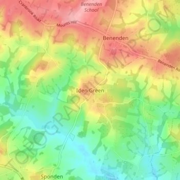 Topografisk kort Iden Green, højde, terræn