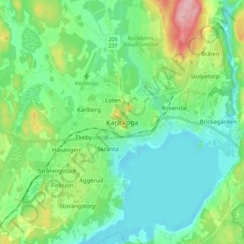 Topografisk kort Karlskoga, højde, terræn