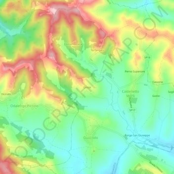 Topografisk kort Cosso, højde, terræn